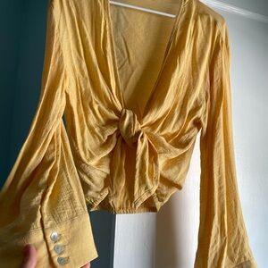 Monday Swimwear butter yellow tie top and bottom-cover up